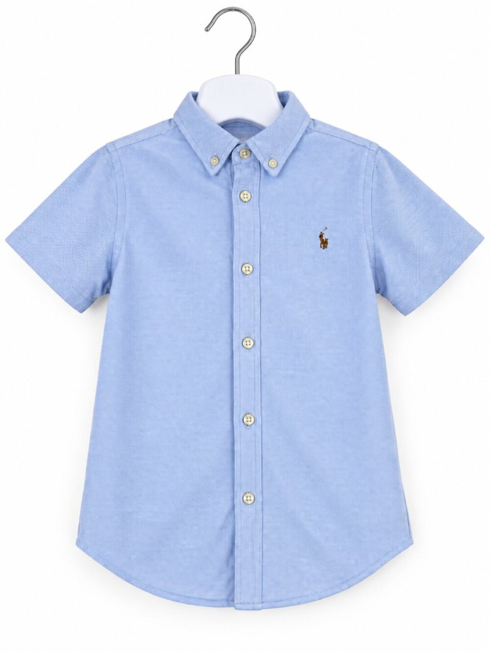 Polo Ralph Lauren Boys Pony Oxford Shirt Size 6 Blue Short Sleeve Preppy Classic
